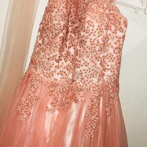 Elegant Pink Beaded Gown
